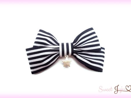 Sailor Stripe Ribbon Bow Clip Hot on Sale