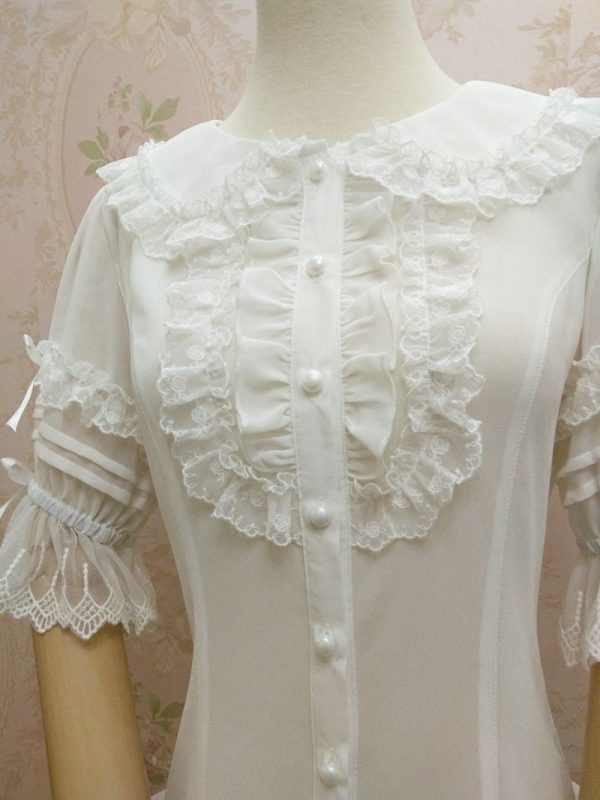 Peter Pan Collar Ruffle Blouse Discount