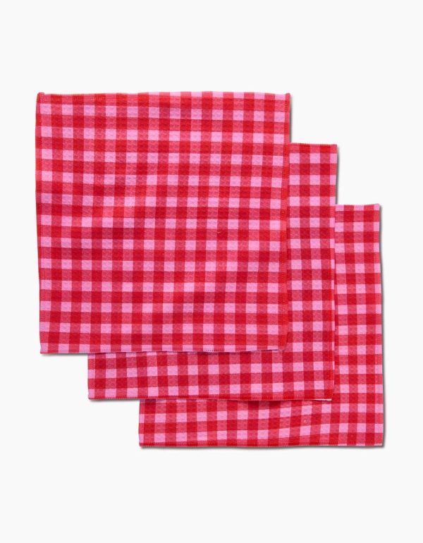 GEOMETRY: Dishcloth Set-Cherry Gingham Cheap