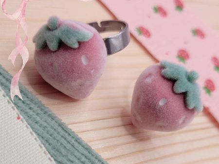 Sweet Flocked Strawberry Ring Online Hot Sale