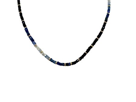 Jen Collection Handbeaded Blue Sapphire with 14k Yellow Gold Spacers Discount