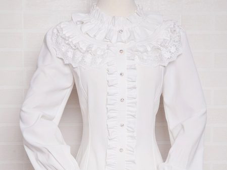 High Collar Webbing Lace Blouse Supply