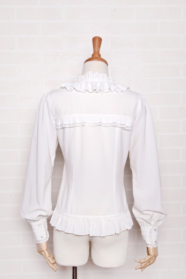 High Collar Webbing Lace Blouse Supply