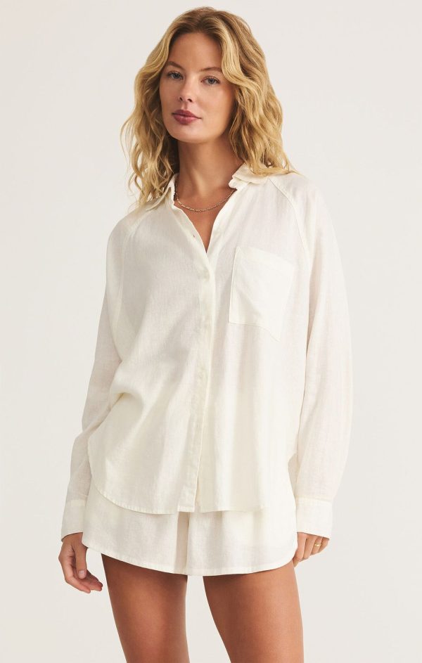 Z SUPPLY: The Perfect Linen Top-White Online Sale