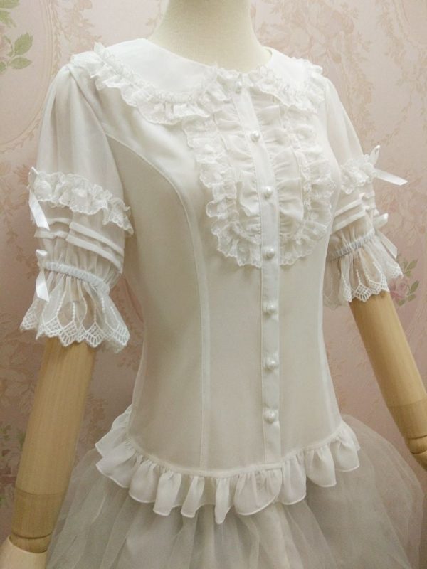 Peter Pan Collar Ruffle Blouse Discount