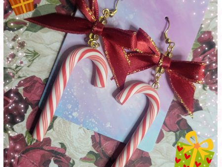 Holiday Red Candy Cane Earrings For Cheap