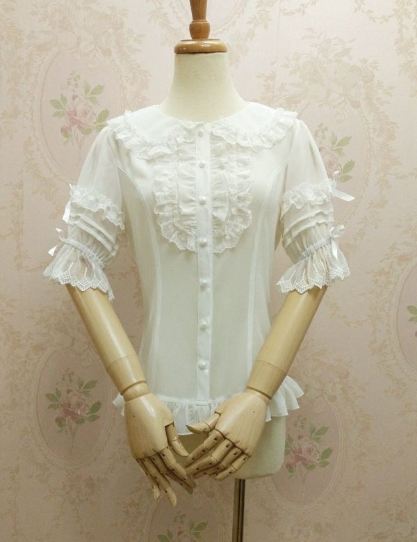 Peter Pan Collar Ruffle Blouse Discount