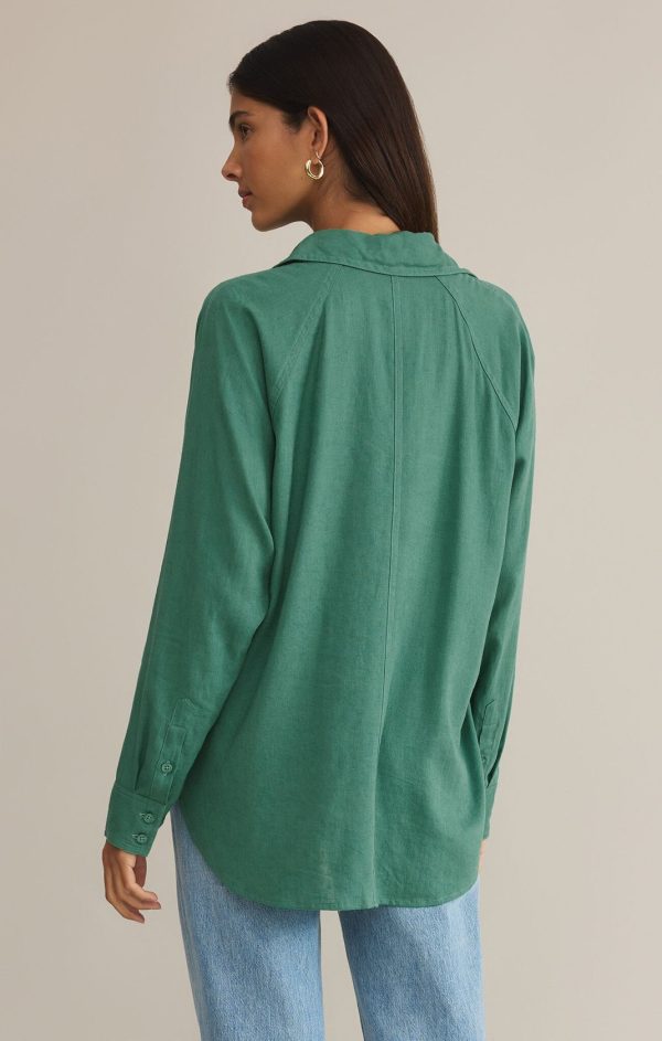 Z SUPPLY: Perfect Linen Top-Botanical Green For Cheap