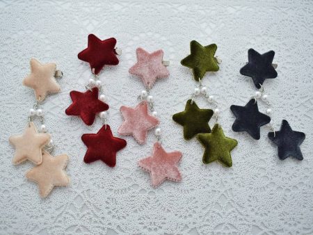 2-Way Velvet Star Clips (5 Colors) Online Sale