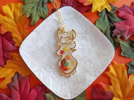 Autumn Leaf Deer Necklace Hot on Sale