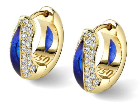 Blue Enamel Perfect Huggie Hoop Earrings Online now