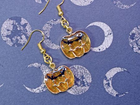 Glittery Vampire Pumpkin Earrings Fashion