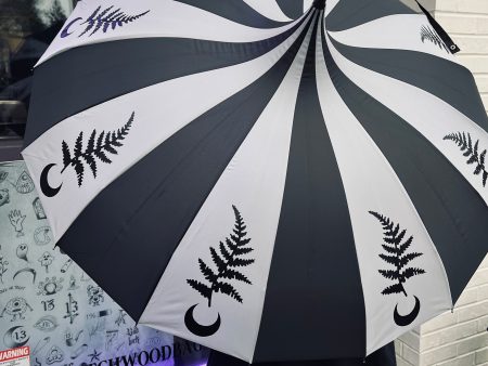 Charcoal and Black Fern Moon Umbrella For Sale