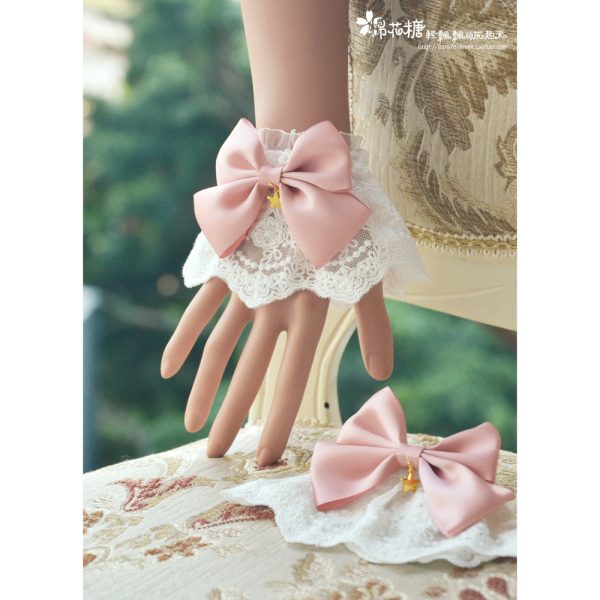 Star Drop White Lace Wristcuffs For Cheap