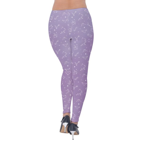 Fluffy Constellation Lavender Velvet Leggings For Sale