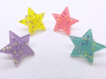 Instant Shipping! Glitter Star Ring (4 Colors) For Cheap