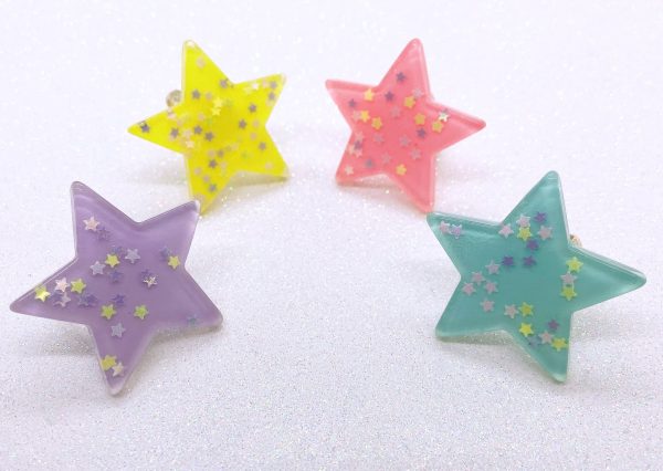 Instant Shipping! Glitter Star Ring (4 Colors) For Cheap