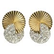 Gold Disk & Diamanté Brooch & Earrings Set by Pennino Bros. Discount