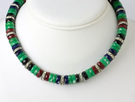 Chrysoprase, Onyx & Ruby Disk Choker with Rondelles Online Hot Sale