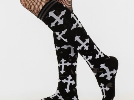 Gothic Crosses Knee High Socks Online now