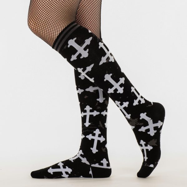 Gothic Crosses Knee High Socks Online now