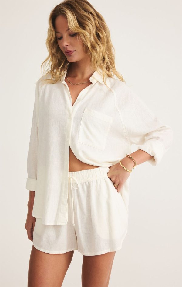 Z SUPPLY: The Perfect Linen Top-White Online Sale