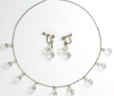 Crystal Briolette Necklace & Earrings Set For Sale