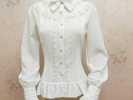 High Collar Venise Lace Blouse For Sale