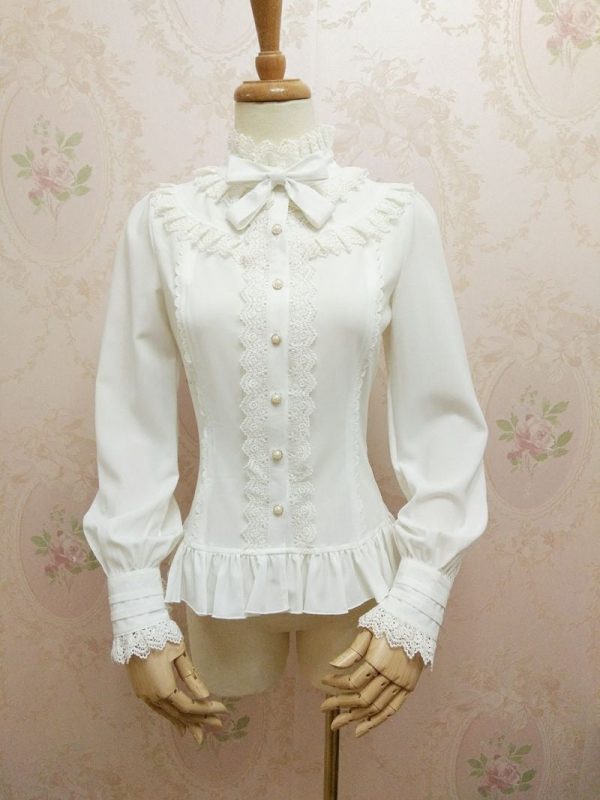 High Collar Venise Lace Blouse For Sale