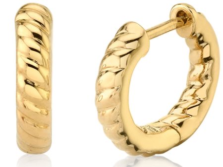 Yellow Gold Small Zoe Braided Huggie Hoop Earrings Sale