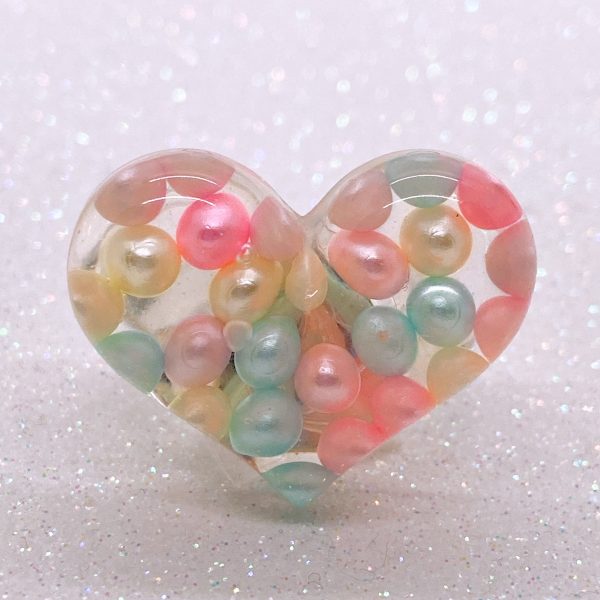 Instant Shipping! Pearly Heart Ring (2 Colors) Discount