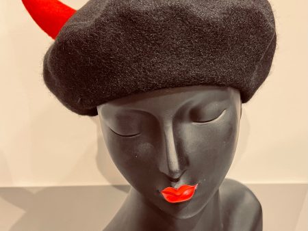 Vegan Beret - 3D Devil Horns - READY TO SHIP Hot on Sale