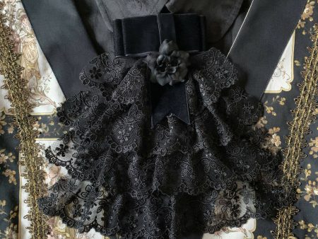 Black Lace Jabot Cheap