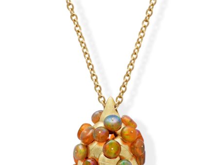 Yellow Gold Ethiopian Opal Egg Pendant Necklace Online