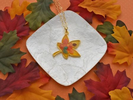 Yellow Autumn Maple Leaf Necklace For Cheap