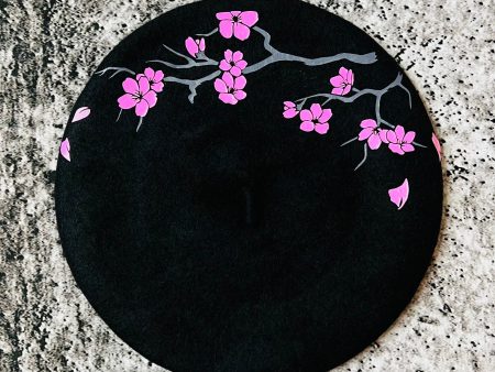 Vegan Beret - Cherry Blossoms For Discount