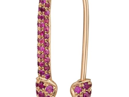 Rose Gold Ruby Safety Pin Right Earring Online Sale