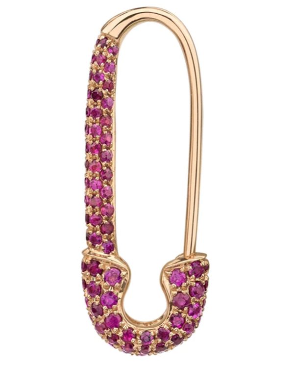 Rose Gold Ruby Safety Pin Right Earring Online Sale