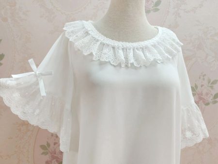 Doll Collar Lace Blouse With Butterfly Sleeves Online