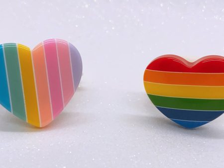 Instant Shipping! Rainbow Stripe Heart Ring (2 Colors) Sale