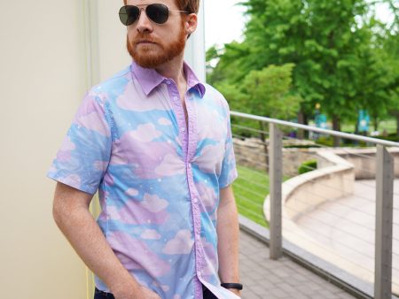 Starcrossed Skies Blue Button Up Shirt Sale