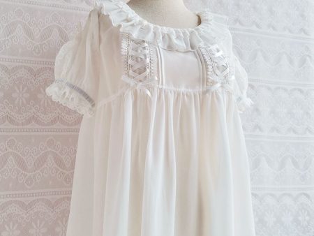 White Chiffon Lace Blouse Hot on Sale