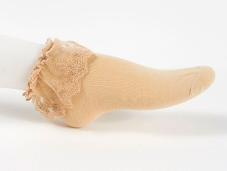 Instant Shipping! Ankle Socks with Lace in Coffee For Cheap