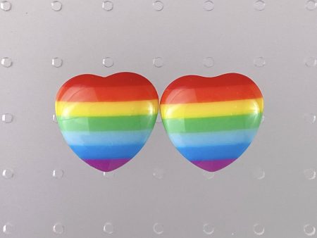 Instant Shipping! Rainbow Stripe Heart Earrings Hot on Sale