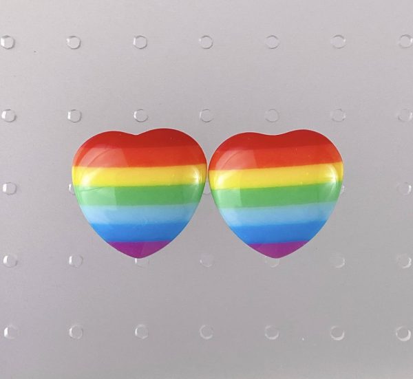 Instant Shipping! Rainbow Stripe Heart Earrings Hot on Sale