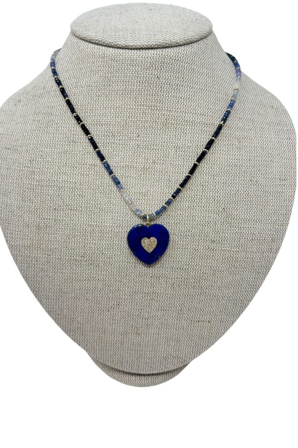 Jen Collection Handbeaded Blue Sapphire with 14k Yellow Gold Spacers Discount