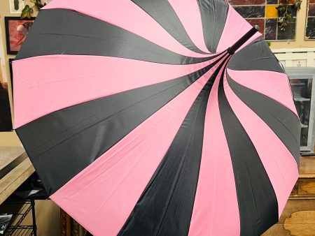 Pastel Pink Black Umbrella - Plain Online Sale