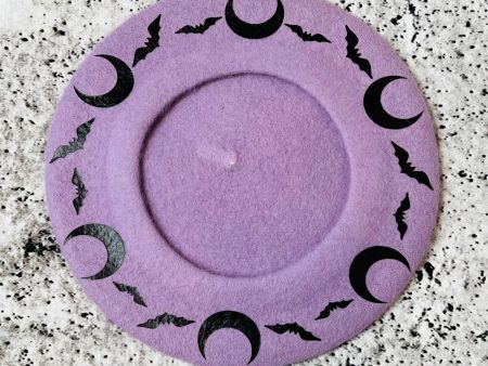 Vegan Beret - Bat Moon - Lavender Online Hot Sale