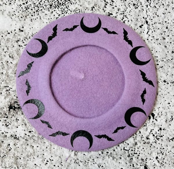 Vegan Beret - Bat Moon - Lavender Online Hot Sale