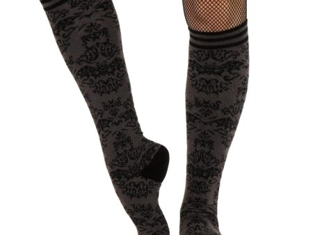 Bat Damask Knee High Socks Online Sale